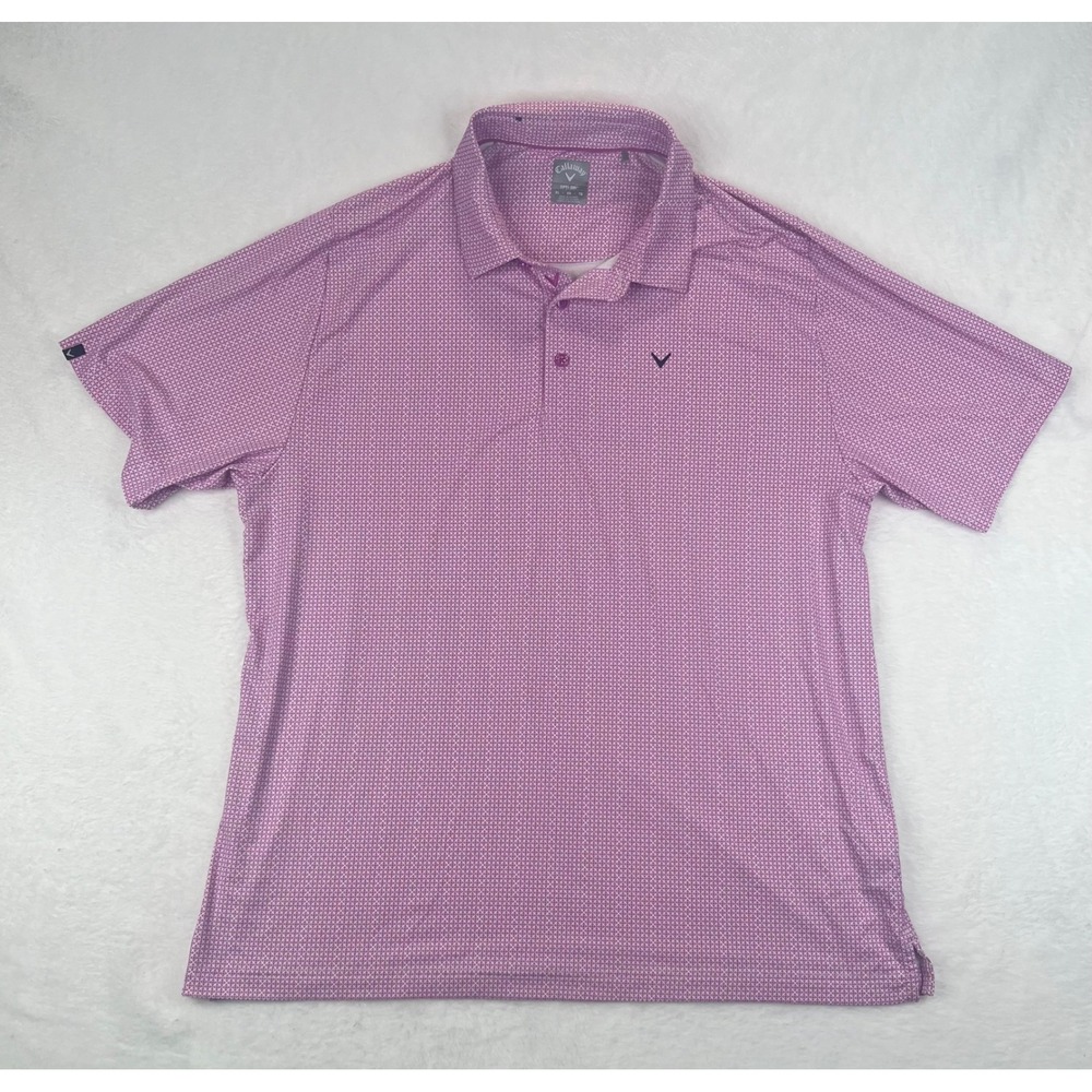 Callaway XL Pink Patterned Opti-Dri Golf Polo Shirt Mens Extra‎ Large